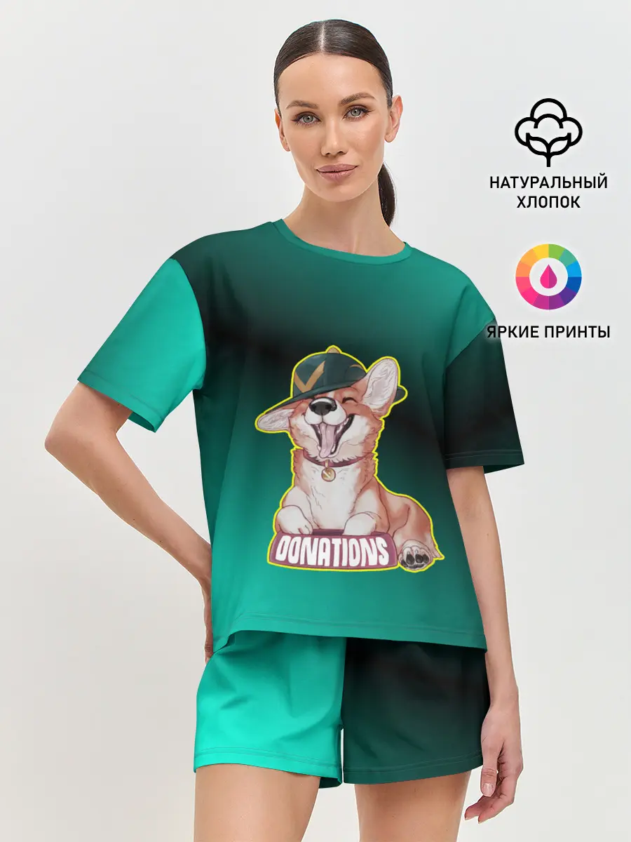 Женская пижама с шортами / корги