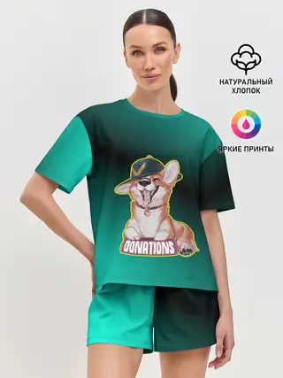 Женская пижама с шортами / корги