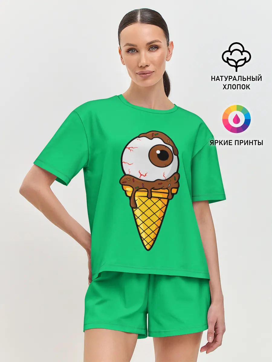 Женская пижама с шортами / Мороженое с глазом
