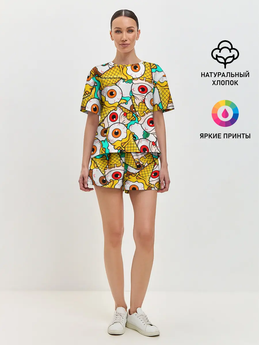 Женская пижама с шортами / Морожки с глазами