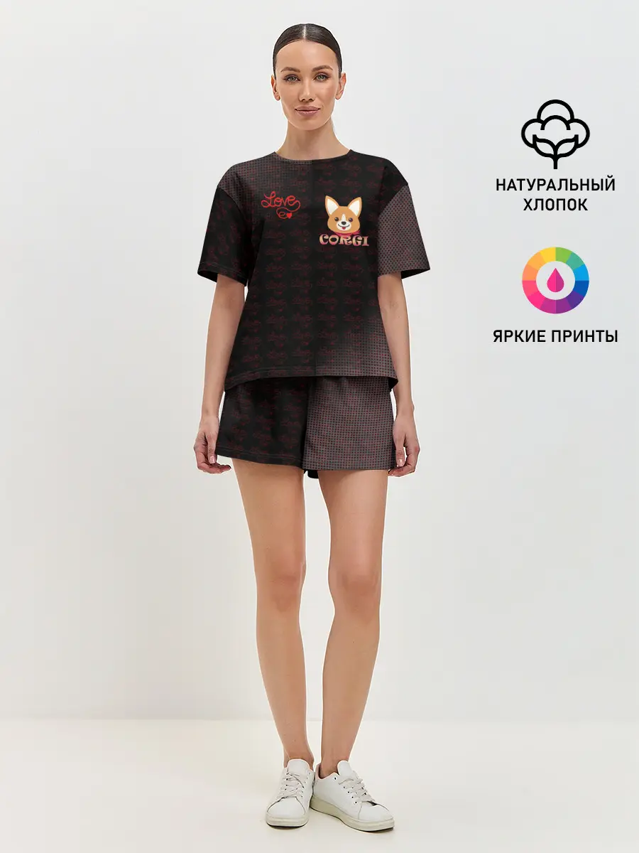 Женская пижама с шортами / Корги