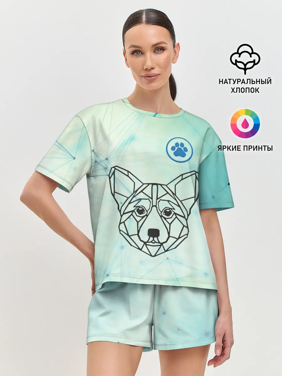 Женская пижама с шортами / Корги