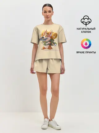 Женская пижама с шортами / КОРГИ ПУТЕШЕСТВЕННИК