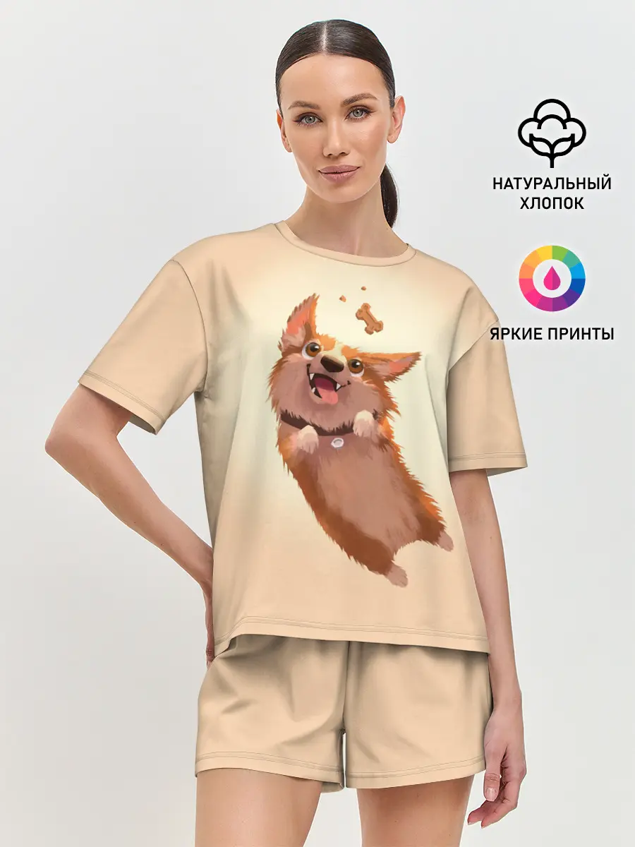 Женская пижама с шортами / КОРГИ