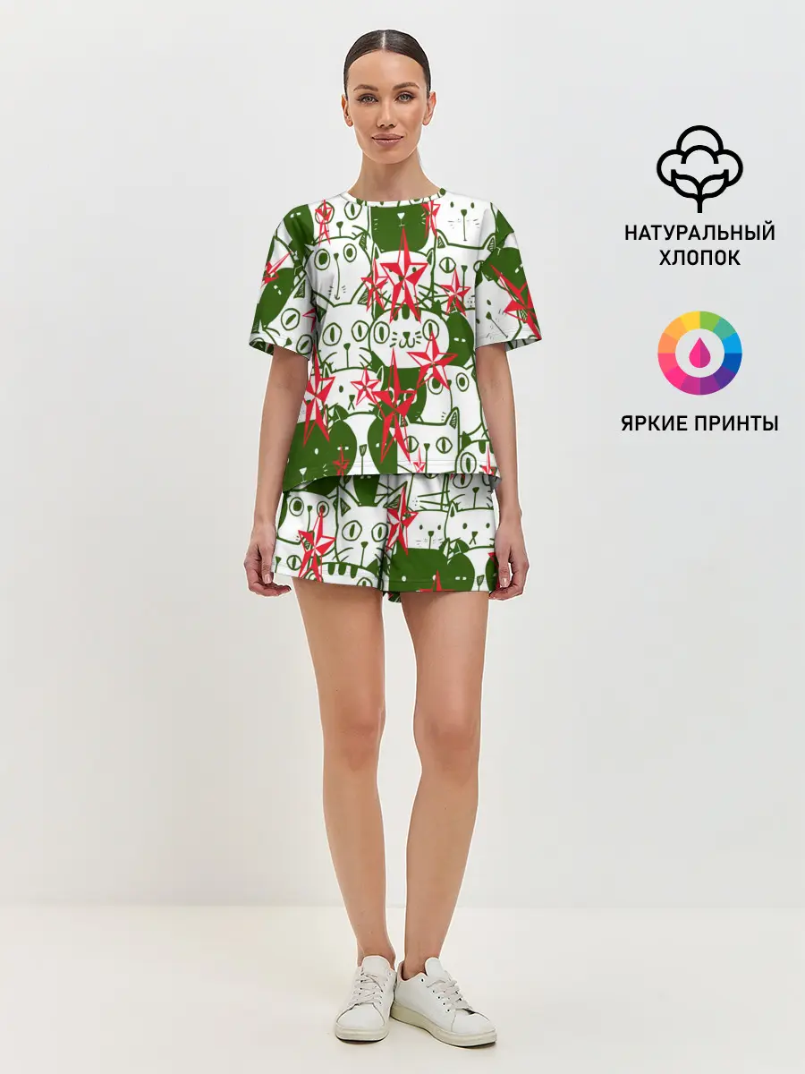 Женская пижама с шортами / КИСЫ