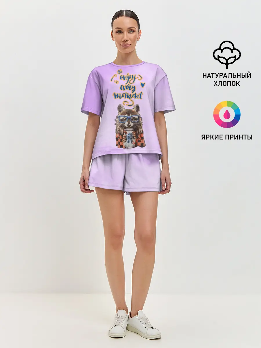 Женская пижама с шортами / Енот