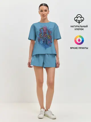 Женская пижама с шортами / Осьминог барабанщик