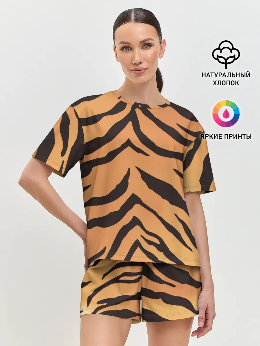 Женская пижама с шортами / Тигриный камуфляж
