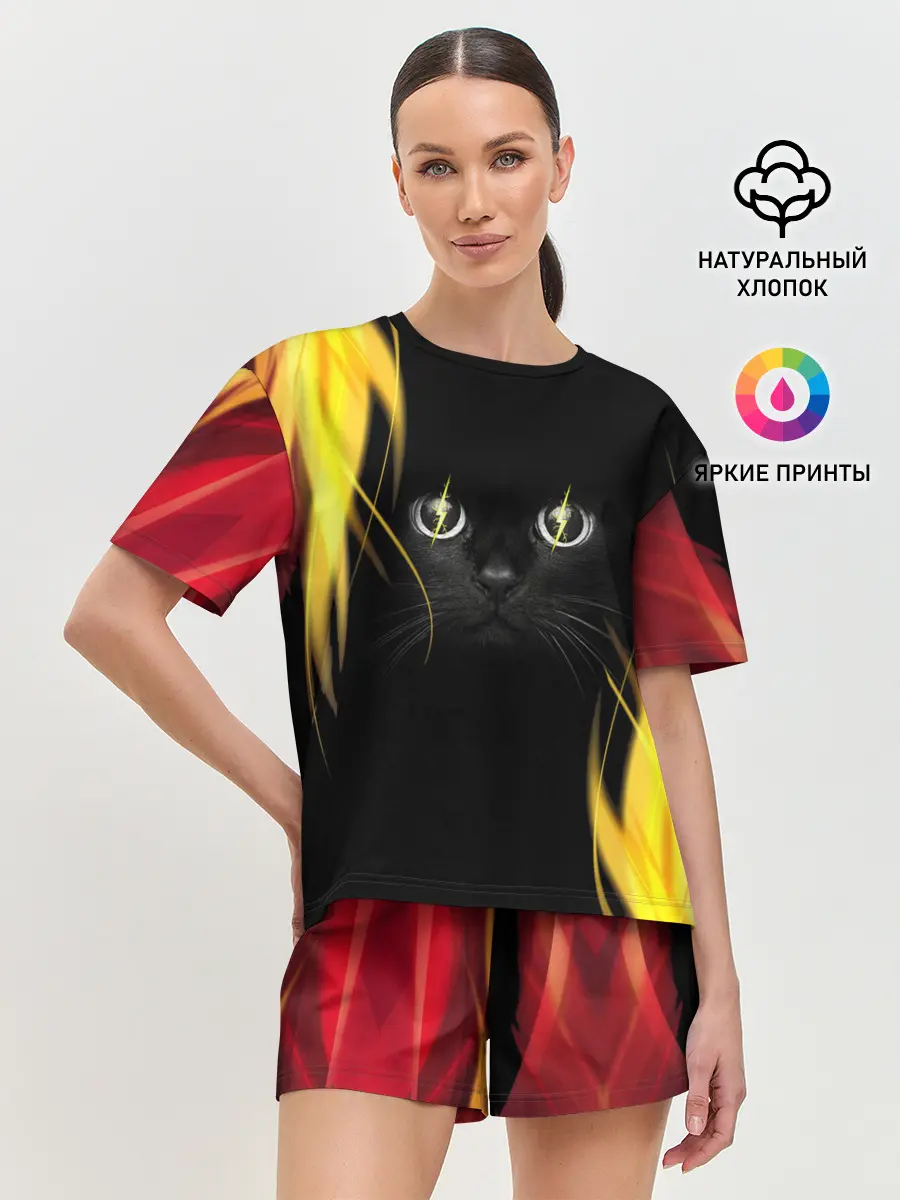 Женская пижама с шортами / Грозовой кошак