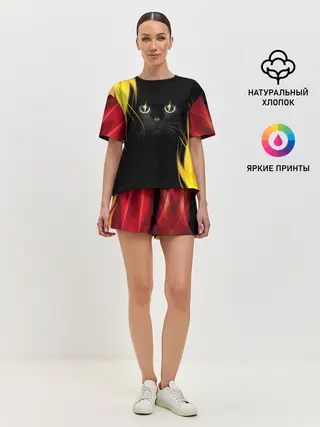 Женская пижама с шортами / Грозовой кошак