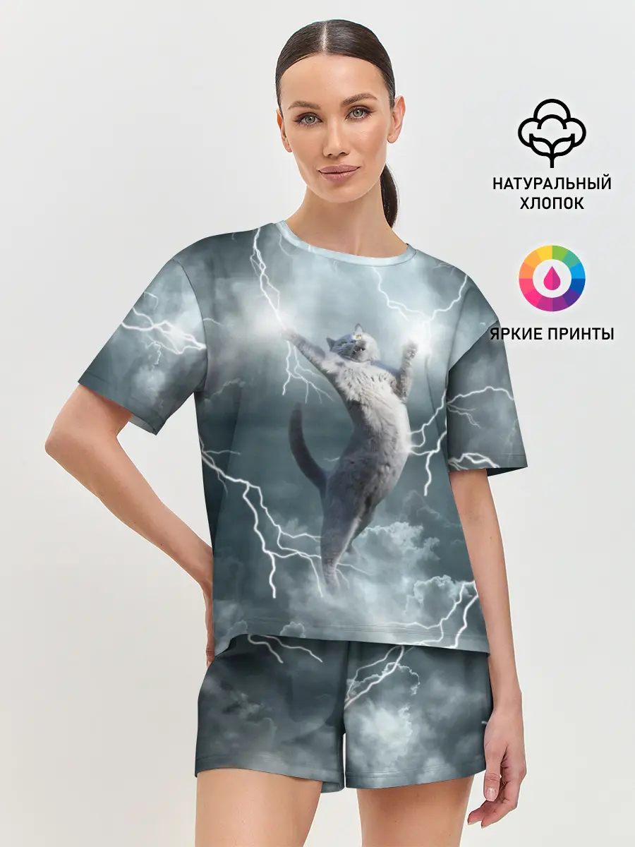 Женская пижама с шортами / Грозовой кошак.