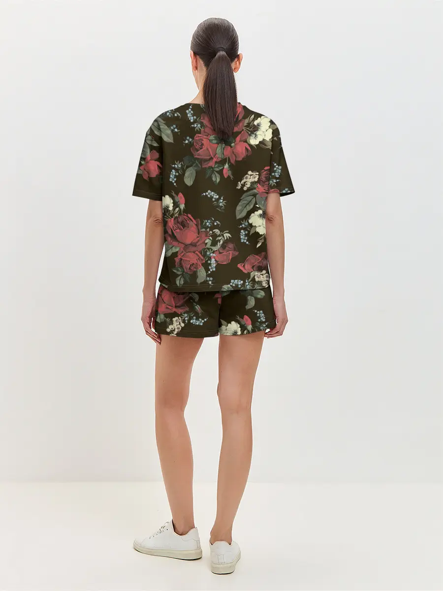 Женская пижама с шортами / Букет роз