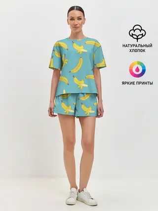 Женская пижама с шортами / Банановый дождь