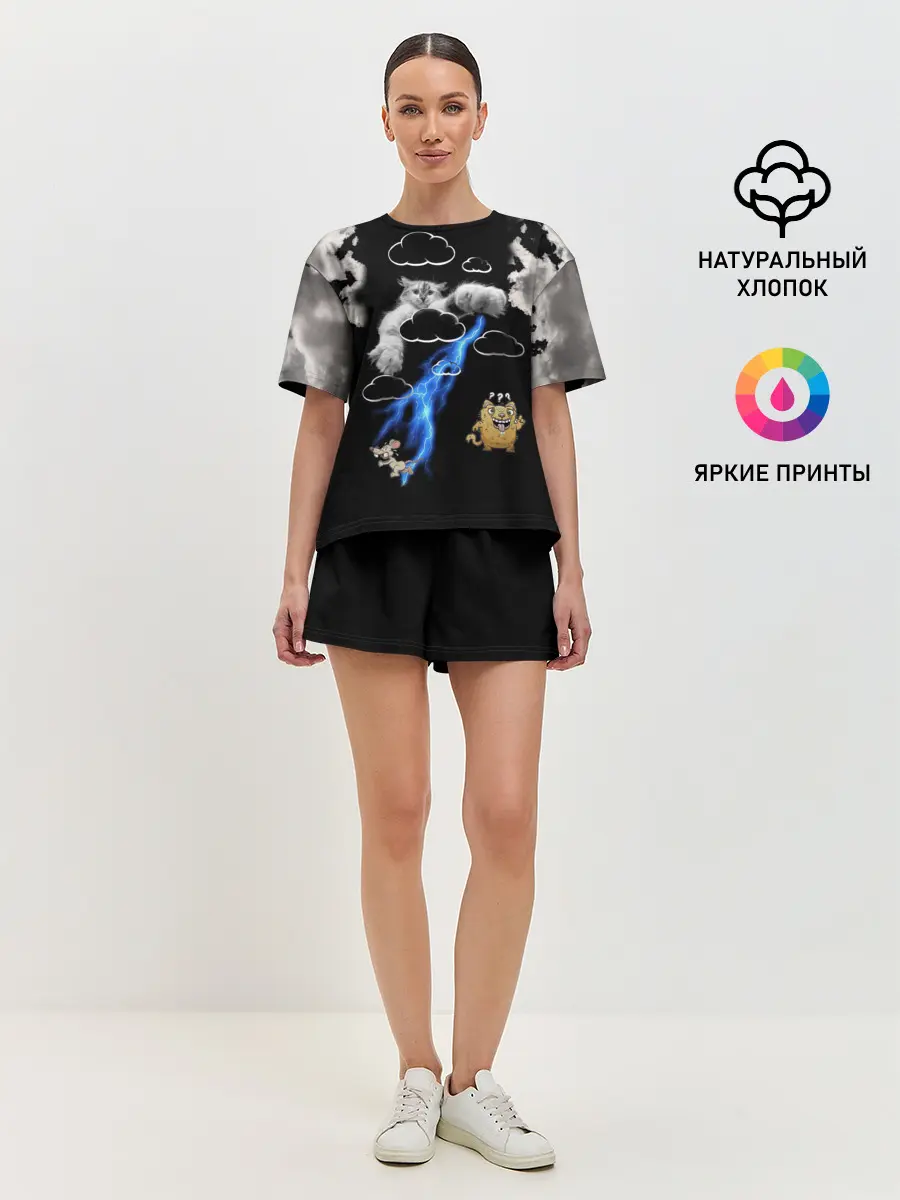 Женская пижама с шортами / Грозовой, кошак