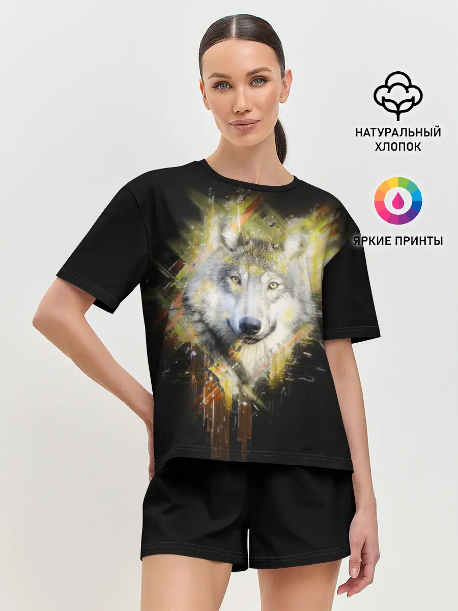 Женская пижама с шортами / Волчий тотем