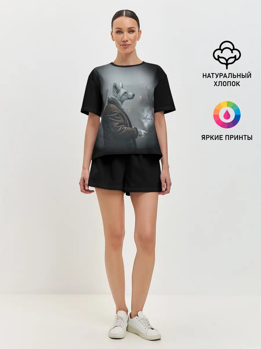 Женская пижама с шортами / Одинокий волк