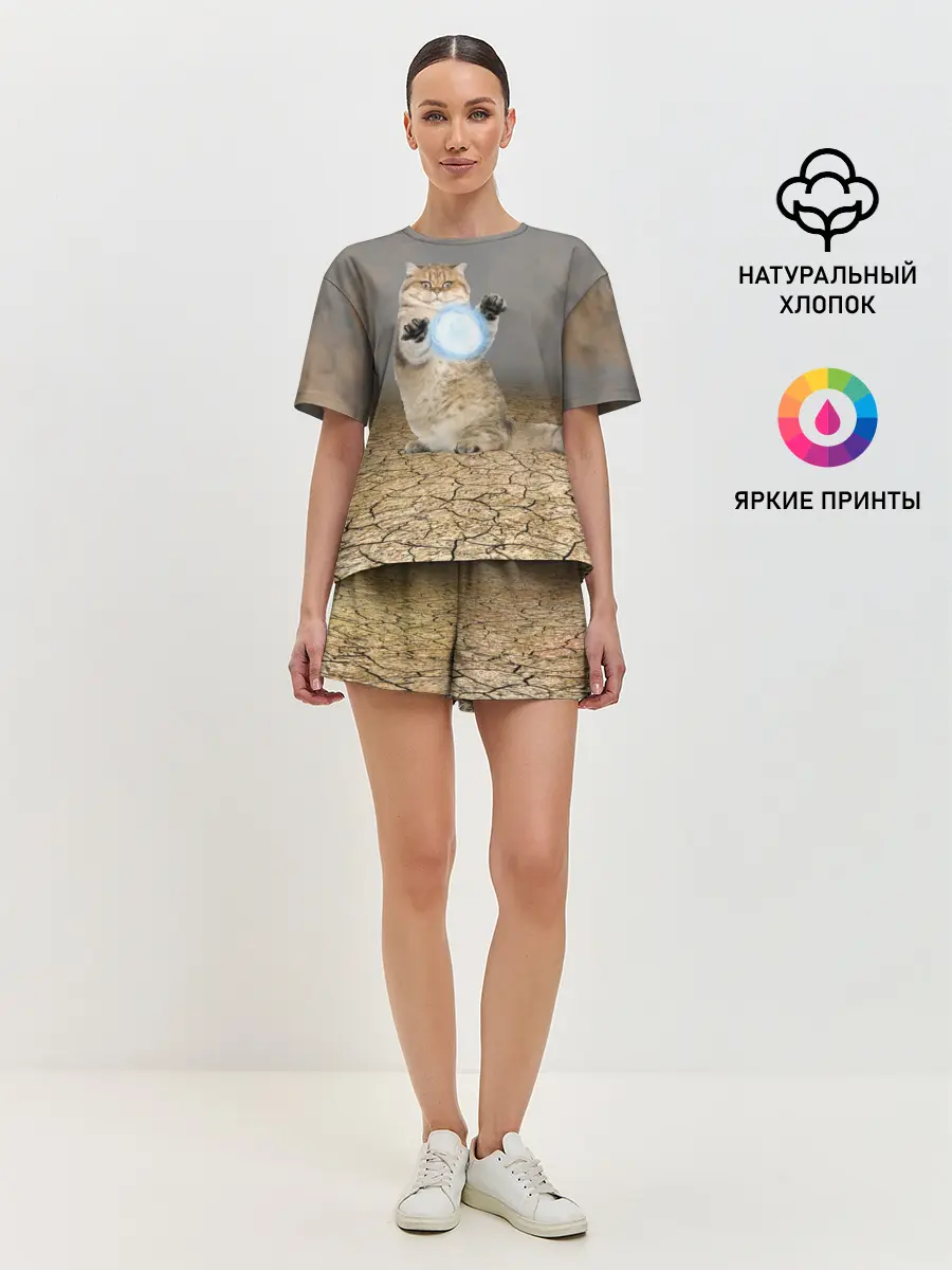 Женская пижама с шортами / Земляной кошак с расенганом