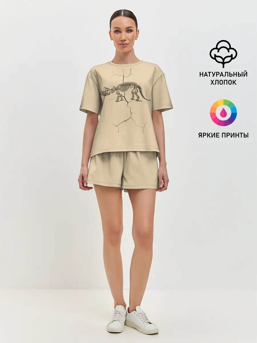 Женская пижама с шортами / Triceratops skeleton