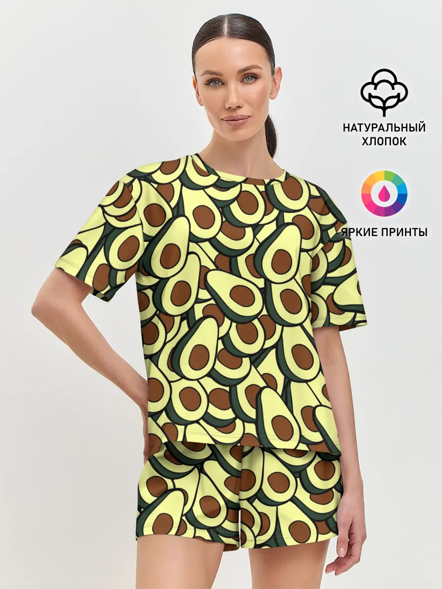 Женская пижама с шортами / Авокадо