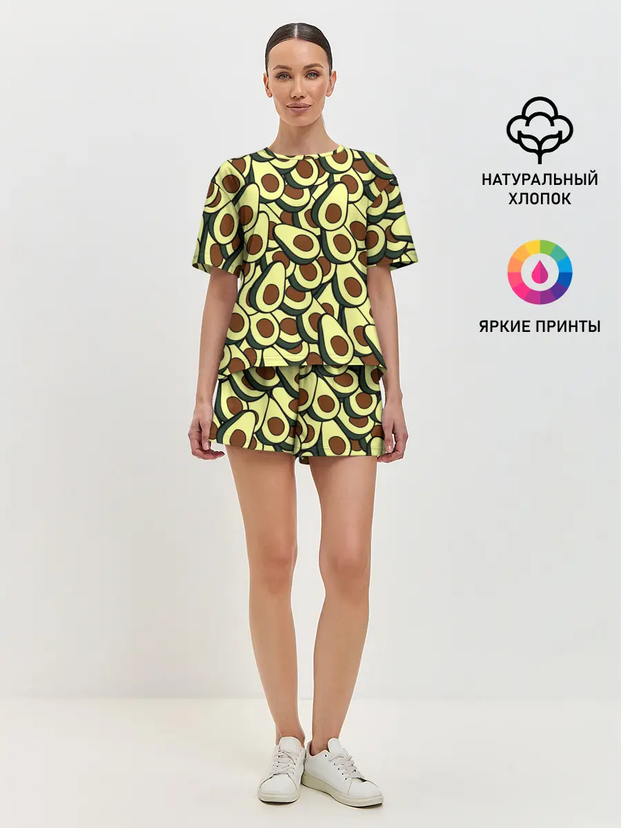 Женская пижама с шортами / Авокадо