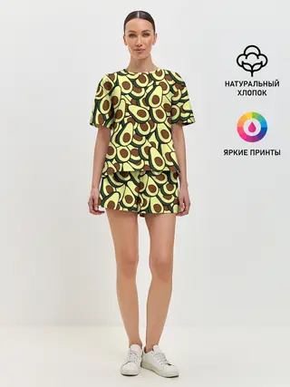 Женская пижама с шортами / Авокадо