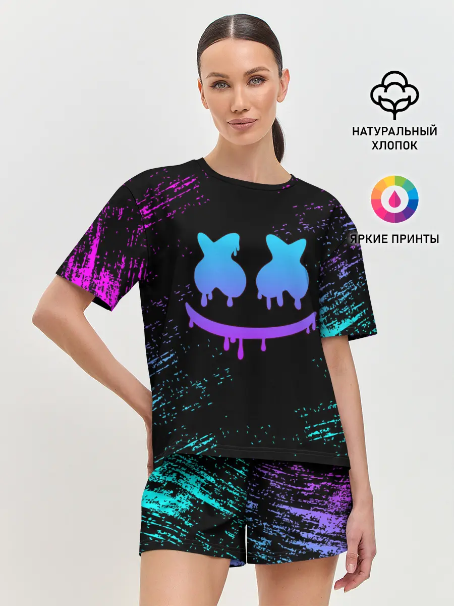 Женская пижама с шортами / Marshmello