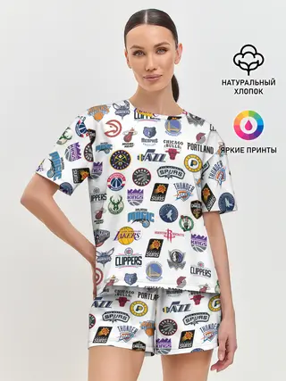 Женская пижама с шортами / NBA Pattern | НБА Паттерн