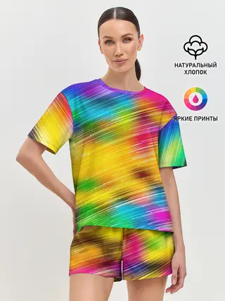 Женская пижама с шортами / Радужный звездопад