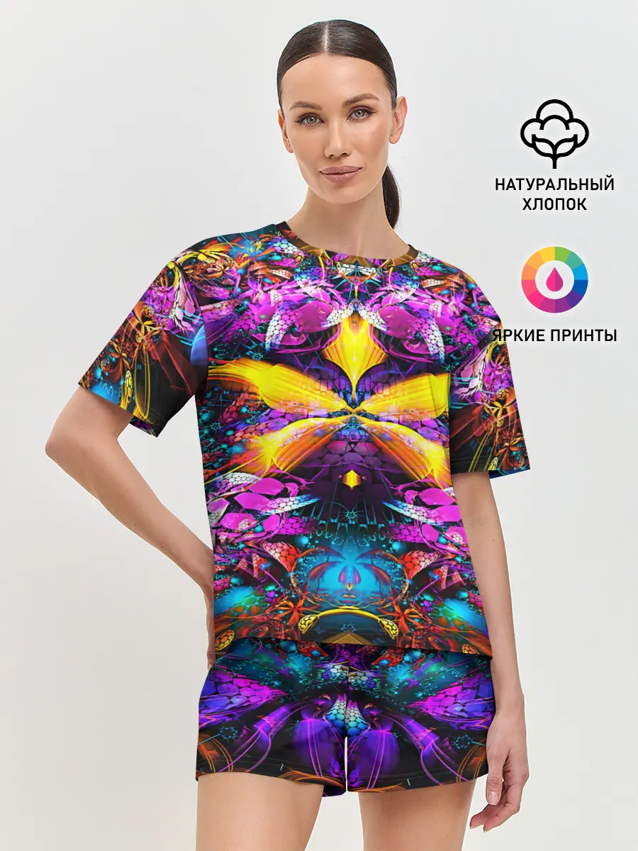 Женская пижама с шортами / ФРАКТАЛЬНЫЕ ЦВЕТЫ