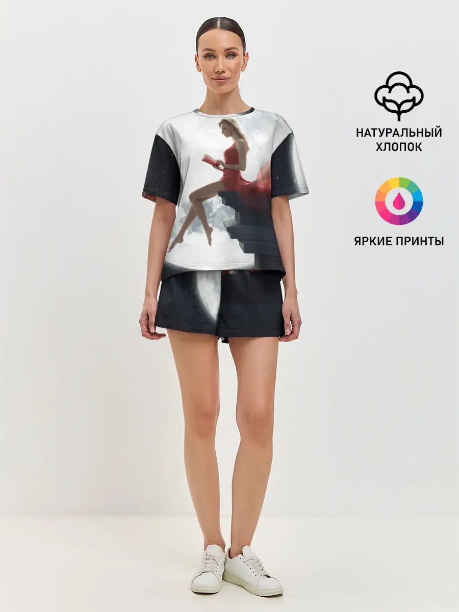 Женская пижама с шортами / На Луне