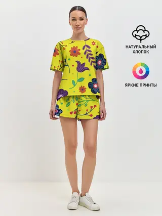Женская пижама с шортами / Цветочный микс
