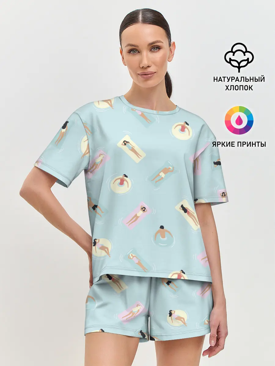 Женская пижама с шортами / Пляжный сезон