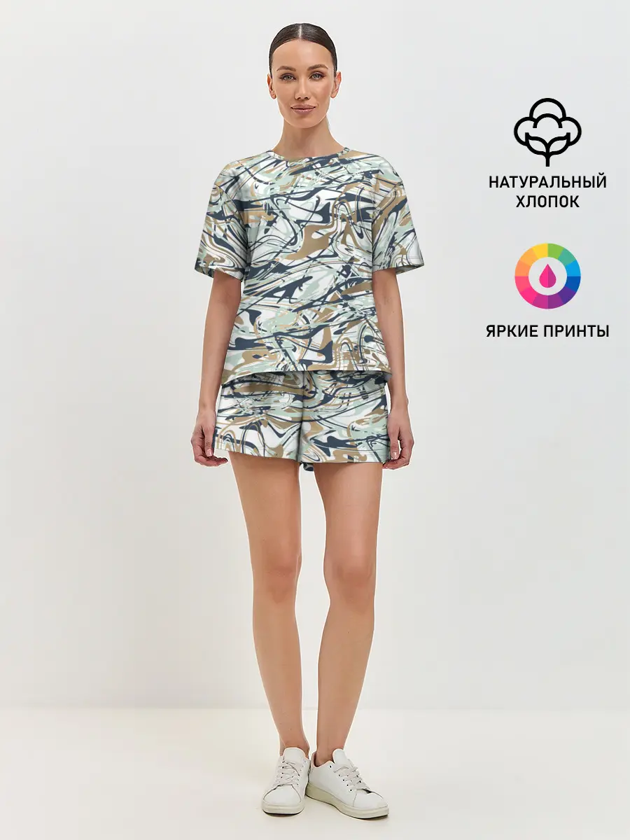 Женская пижама с шортами / Узор красками