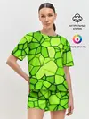 Женская пижама с шортами / Зеленая мозаика