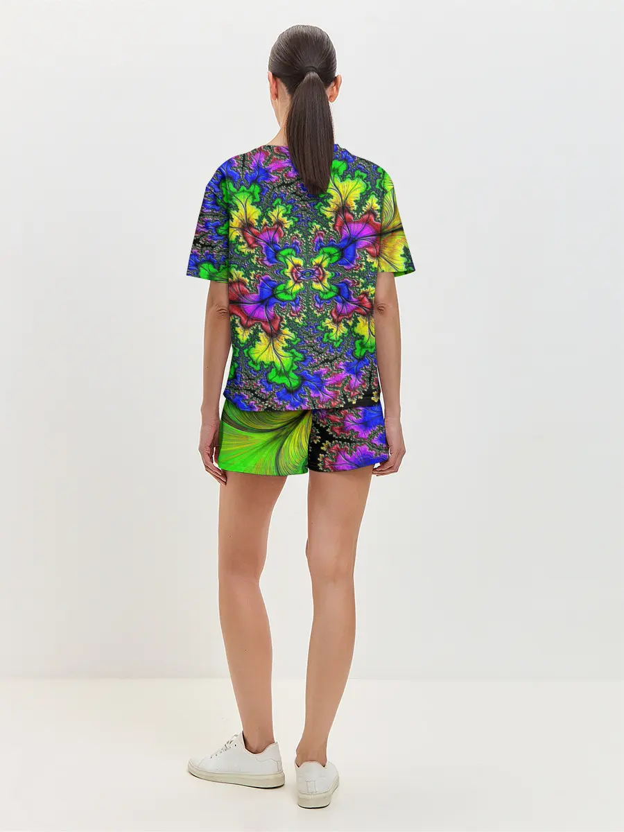 Женская пижама с шортами / НЕОНОВЫЙ ЦВЕТОК
