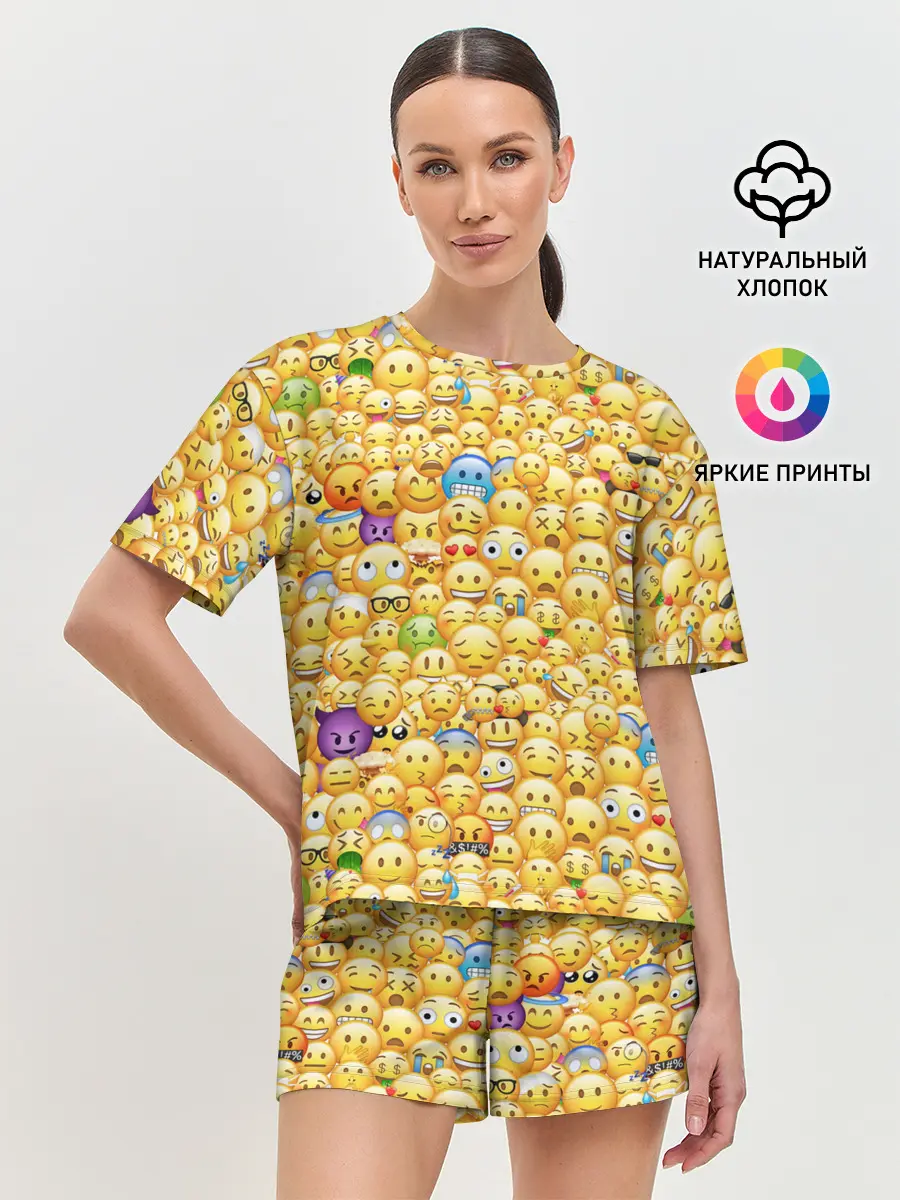 Женская пижама с шортами / Смайлики Emoji