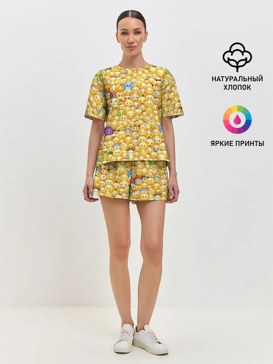 Женская пижама с шортами / Смайлики Emoji