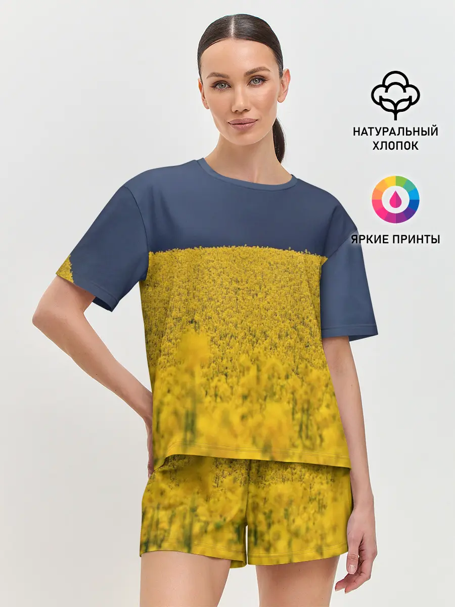 Женская пижама с шортами / Рапсовое поле
