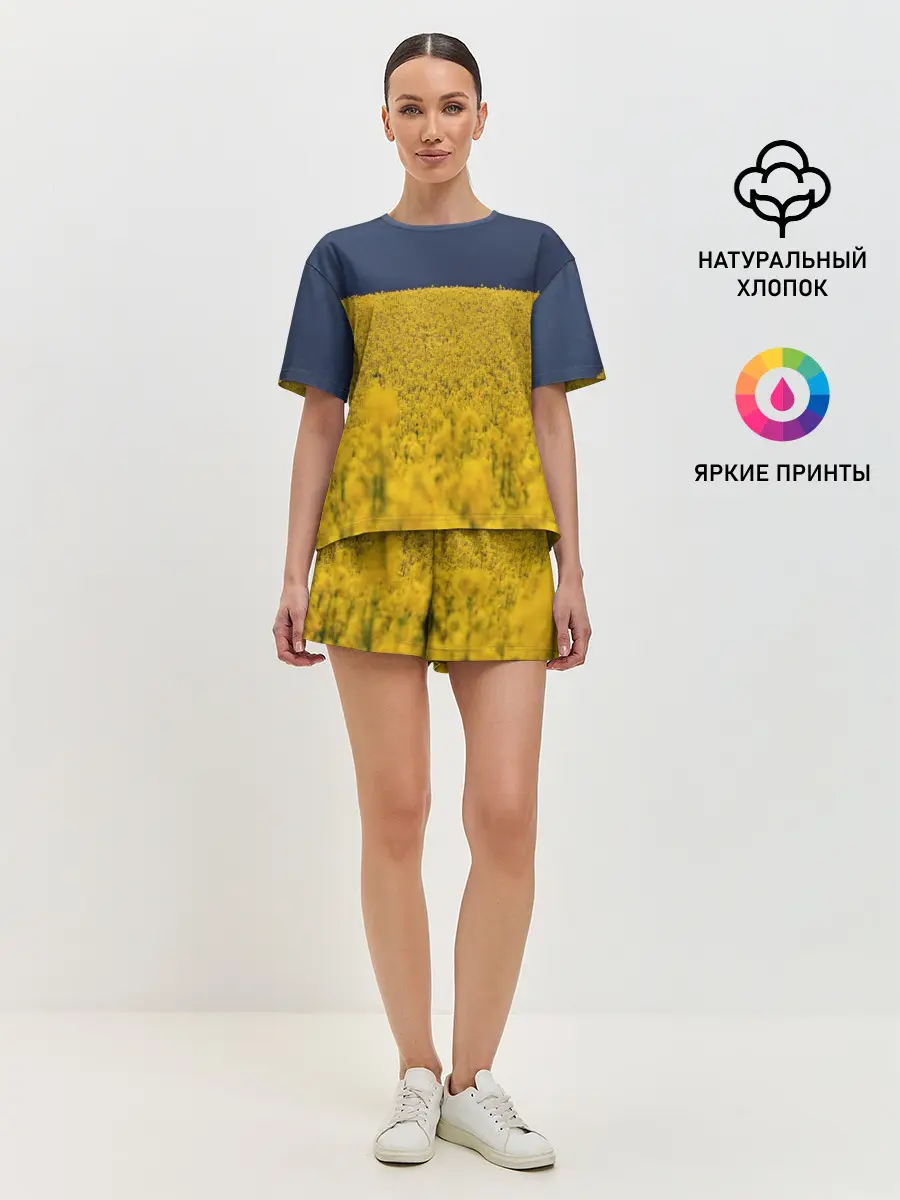 Женская пижама с шортами / Рапсовое поле