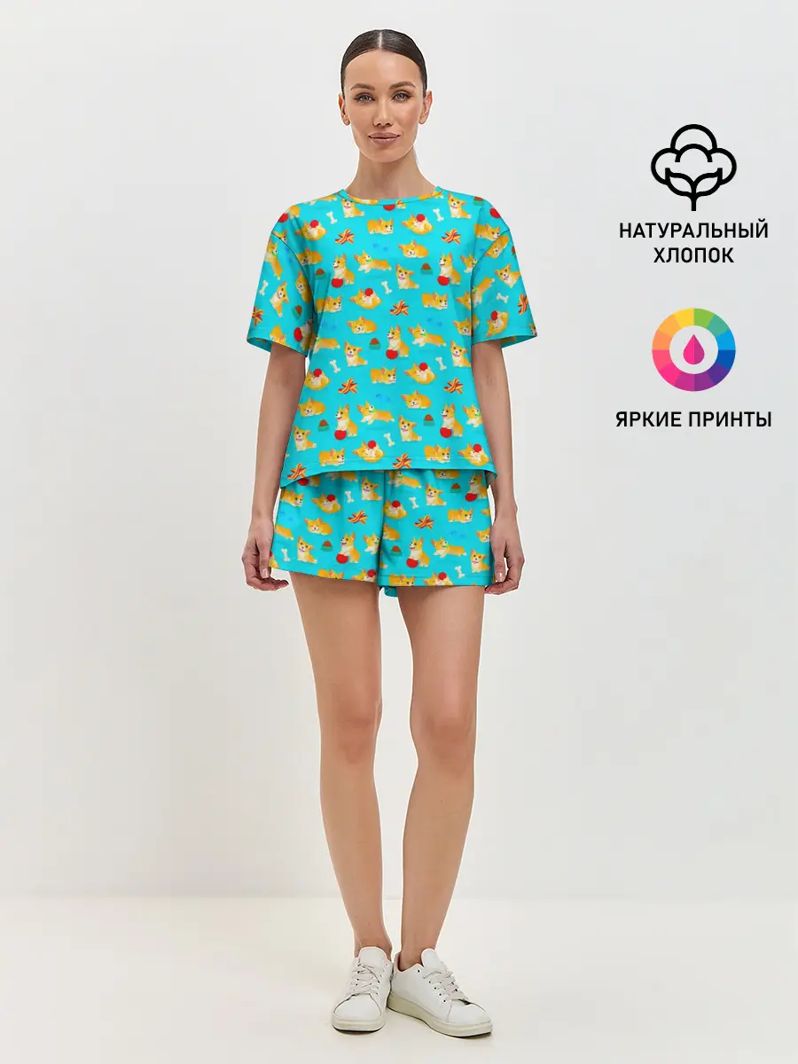 Женская пижама с шортами / Корги