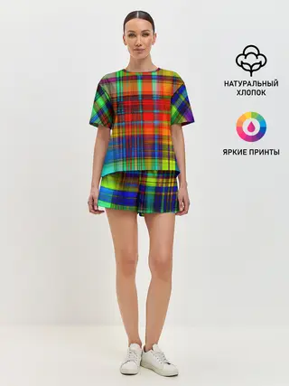 Женская пижама с шортами / Радужная сетка