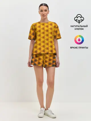 Женская пижама с шортами / Синие соты