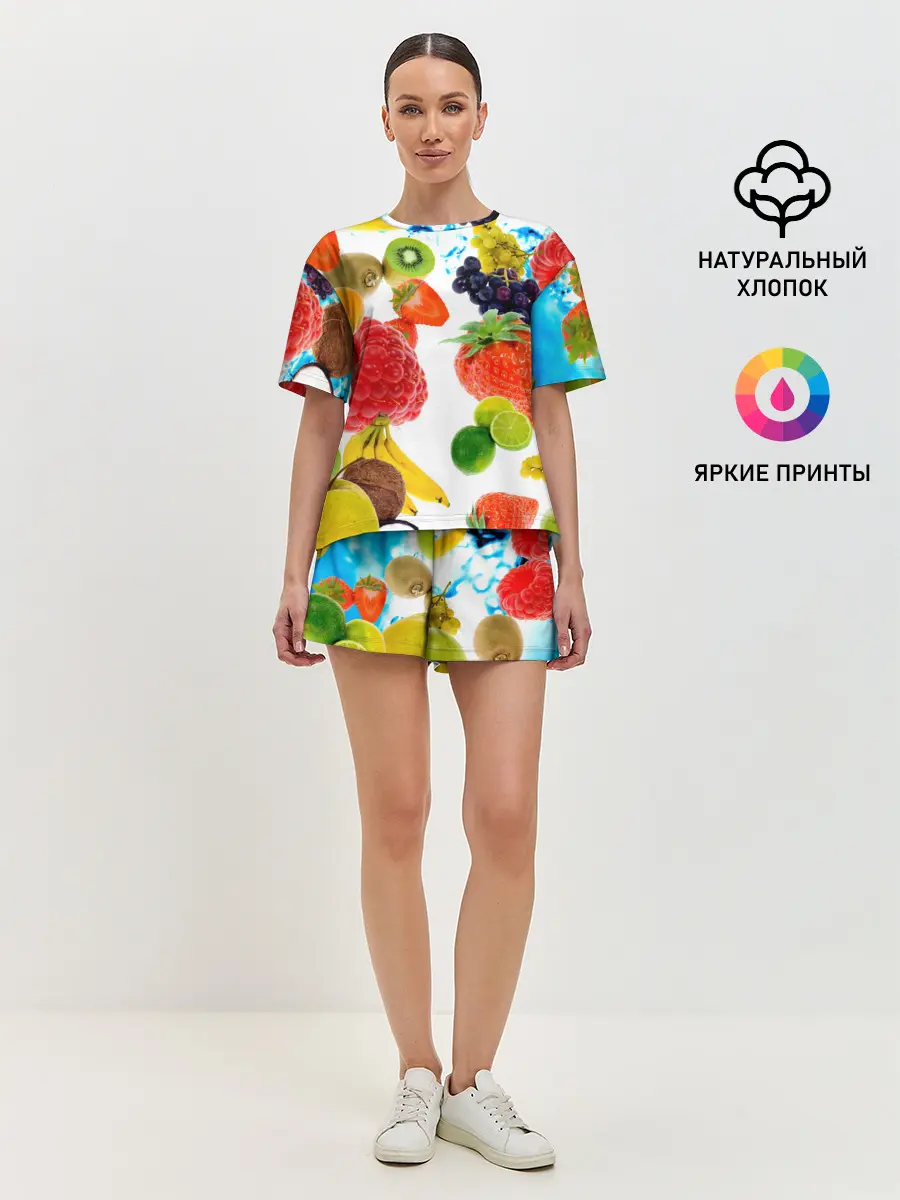 Женская пижама с шортами / фрукты
