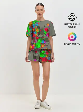 Женская пижама с шортами / Кубики