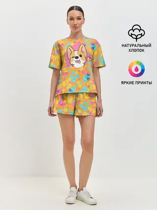 Женская пижама с шортами / Милый корги