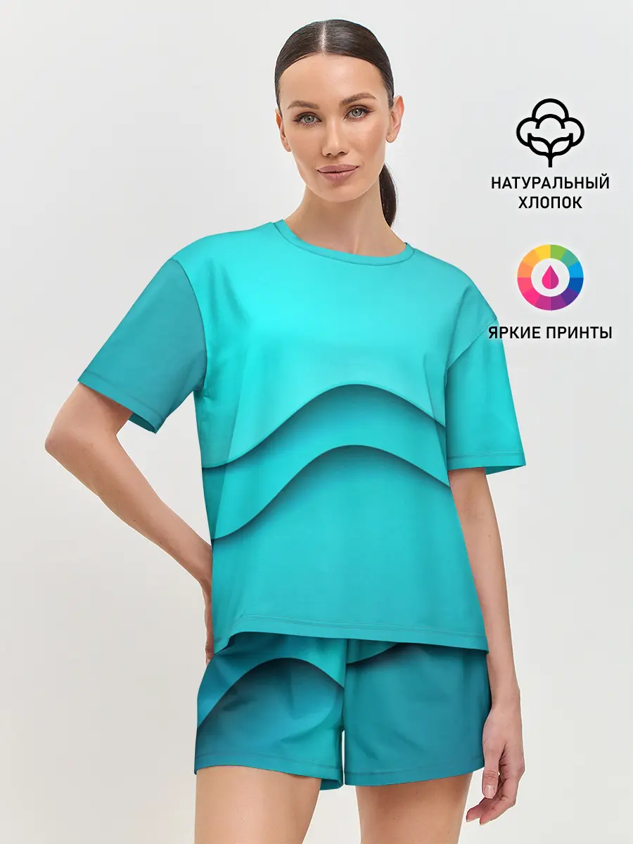 Женская пижама с шортами / Волна