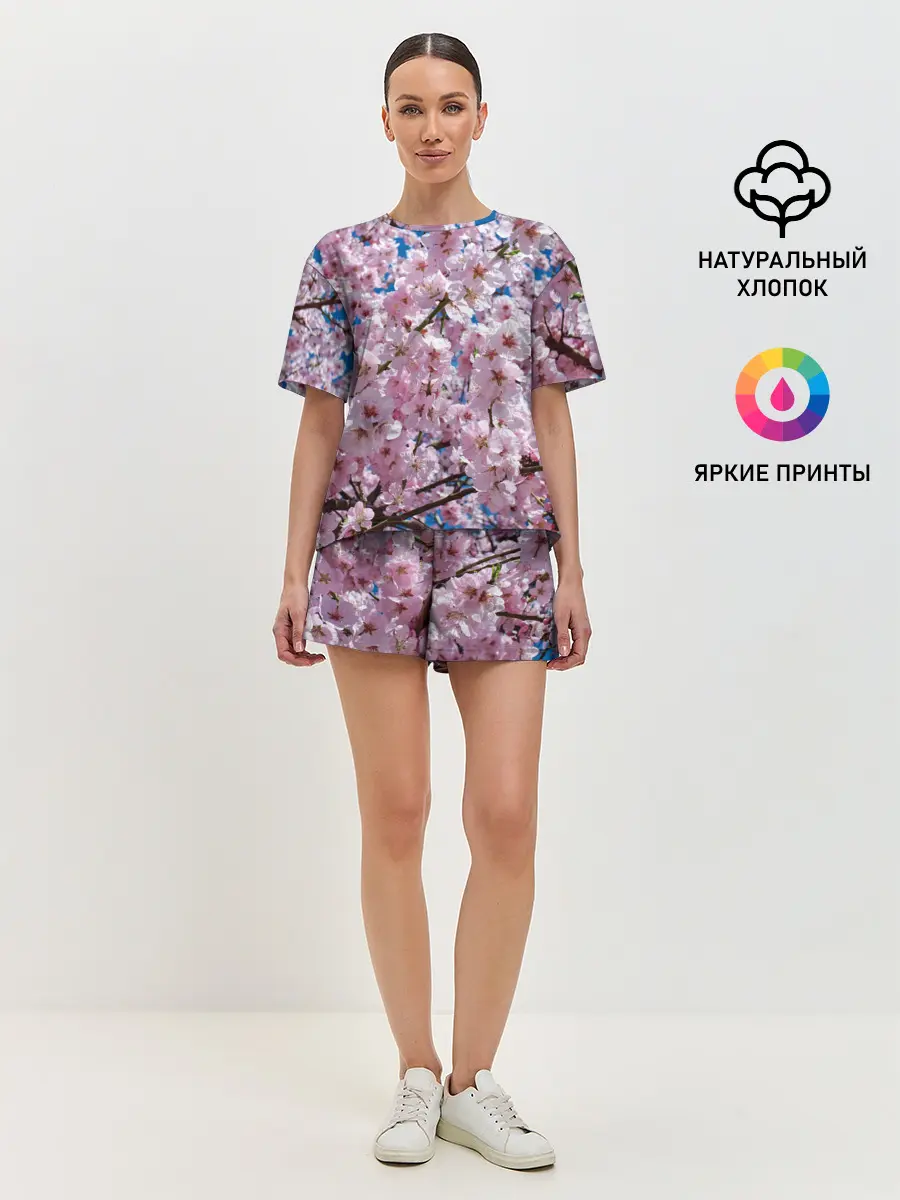 Женская пижама с шортами / Цветущая Сакура