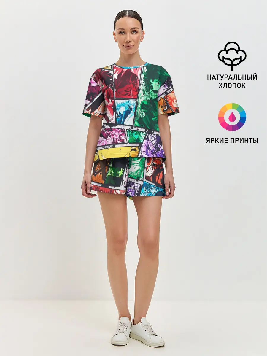 Женская пижама с шортами / EPIC MAIN ANIME CHARACTERS 3D!