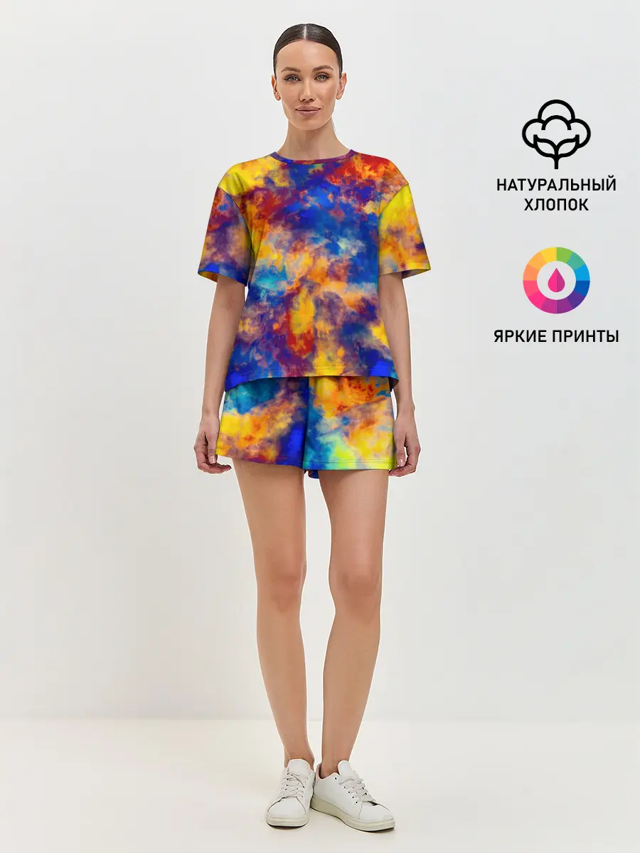 Женская пижама с шортами / Огненно-синий полутон