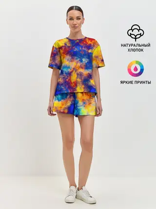 Женская пижама с шортами / Огненно-синий полутон